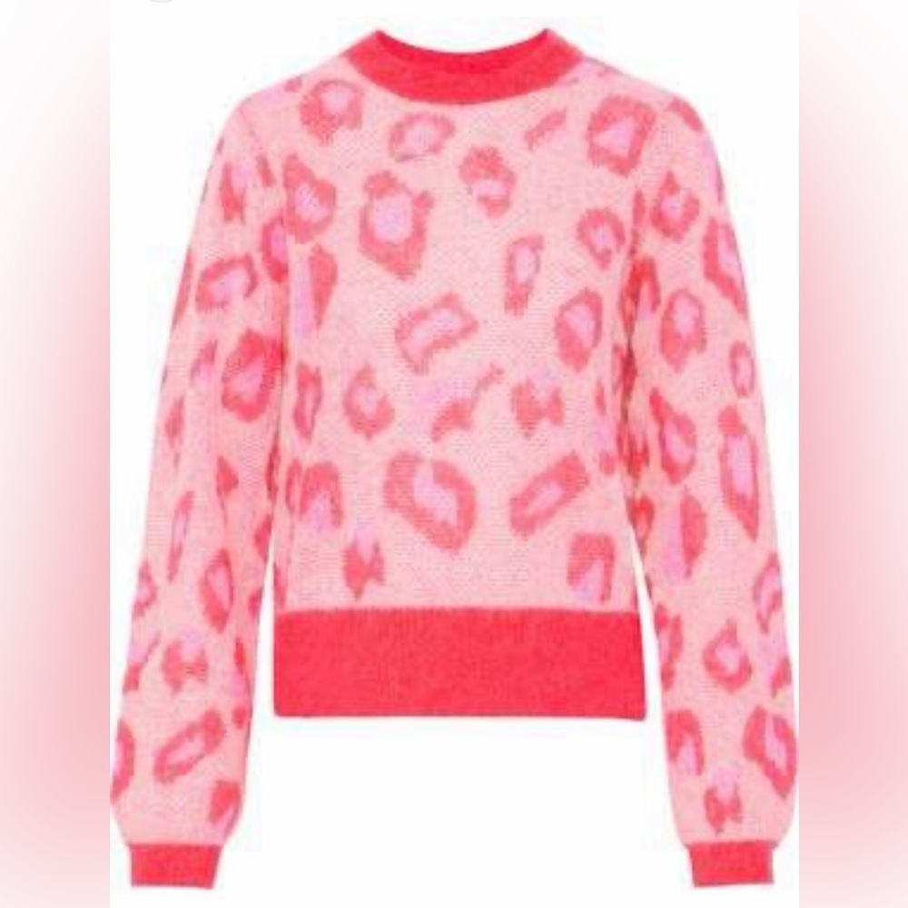 Baum und pferdgarten Pink Leopard Print cropped wool blend Sweater size M